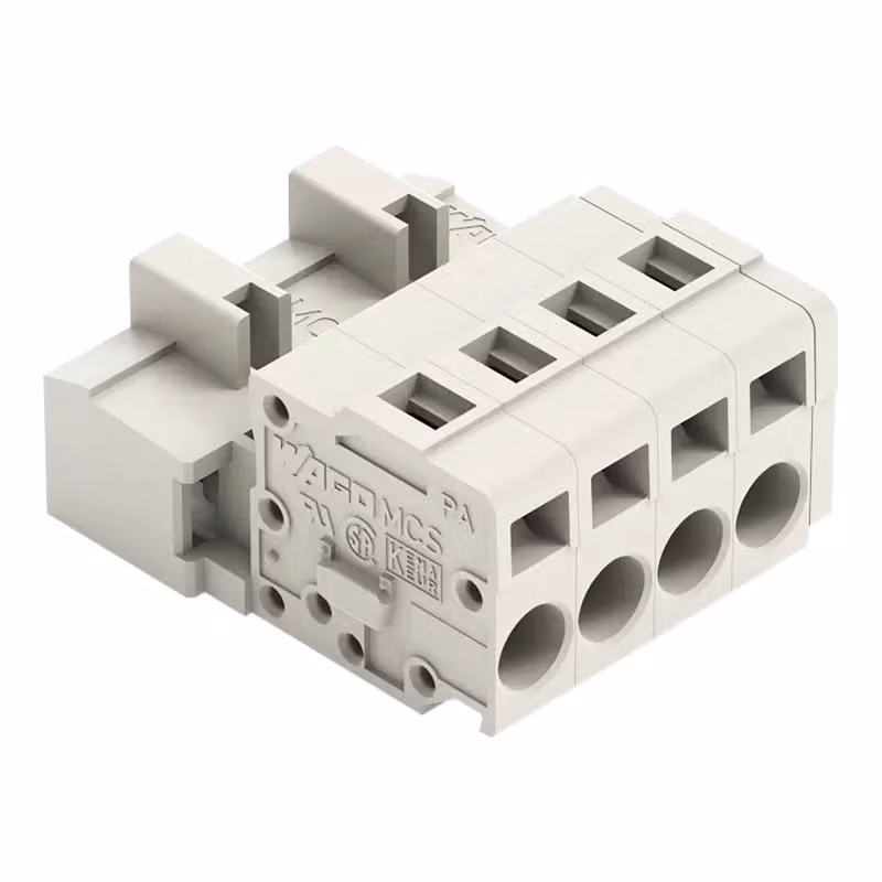 100 pezzi Pin strip, 4 pin 0,08-2,5qmm grigio - Connettore per cavo per circuito stampato 721-604