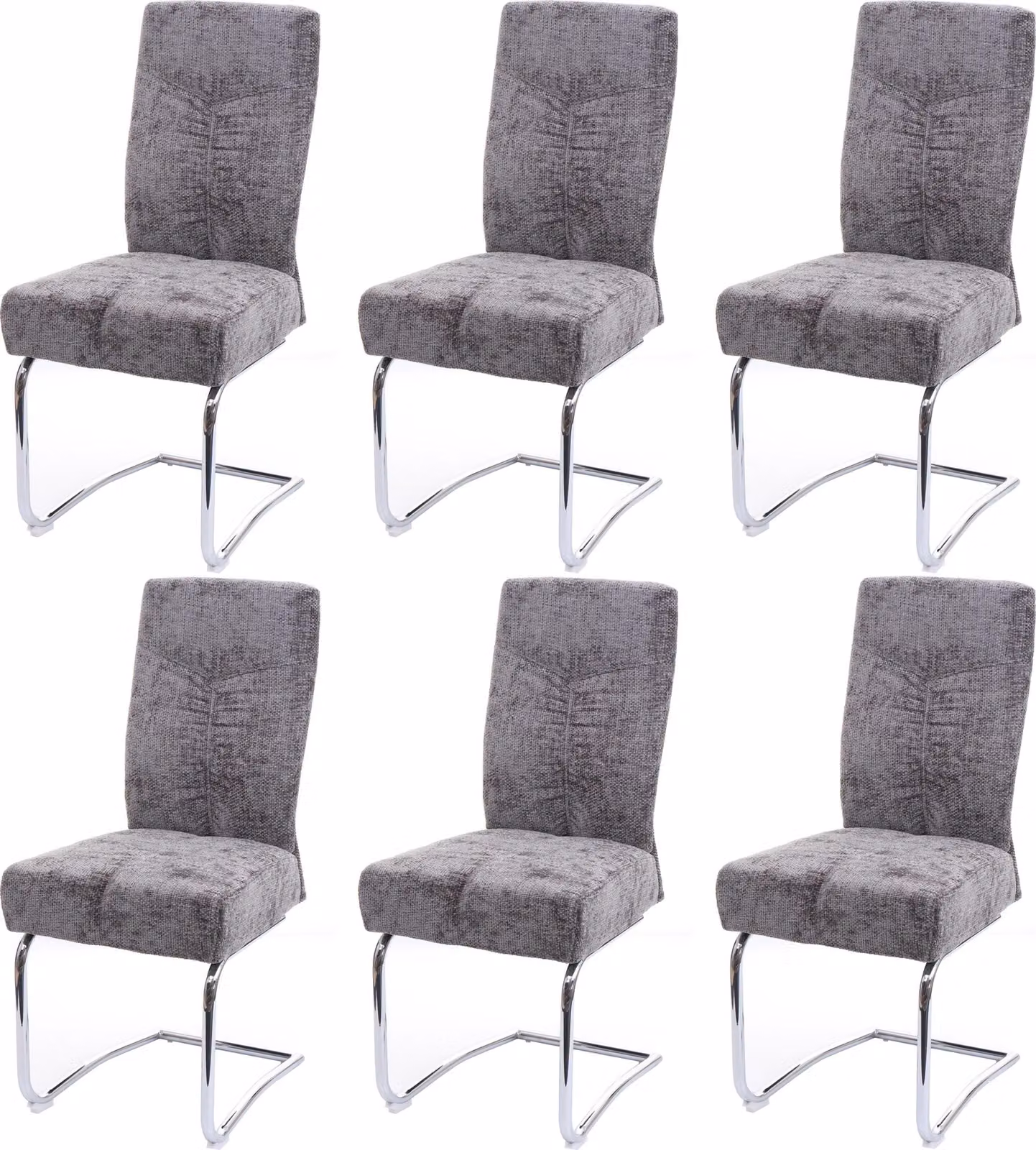 Set di 6 sedie da pranzo imbottite | A x L x P 105 x 46 x 60 cm | Altezza seduta 53 cm | Metallo Tessuto/Chenille | Grigio scuro | Sedia da cucina Sedia a sbalzo Sedia con schienale
