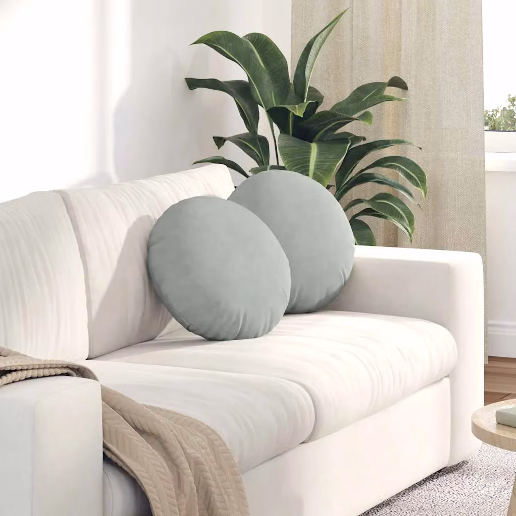 Set di 2 cuscini per seduta rotondi vidaXL in velluto grigio chiaro Ø 40 x 13 cm