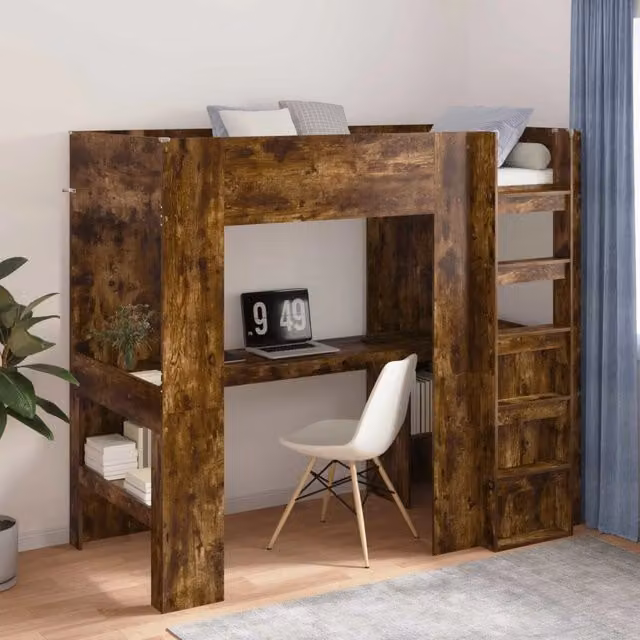Struttura letto a castello con scrivania Rovere Fumo 3410439