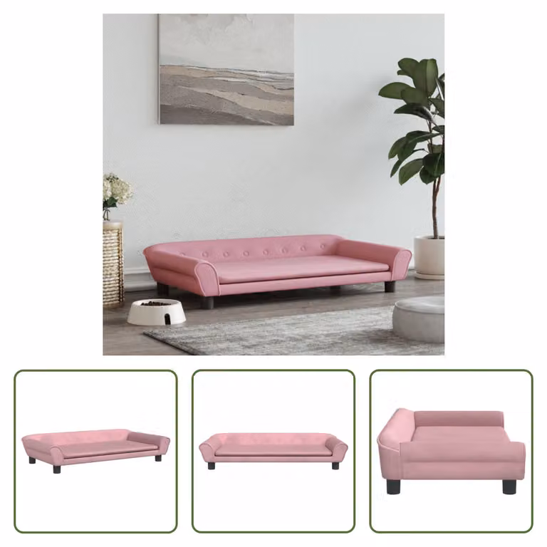 The Living Store Letto per cani Rosa 100x50x21 cm in velluto
