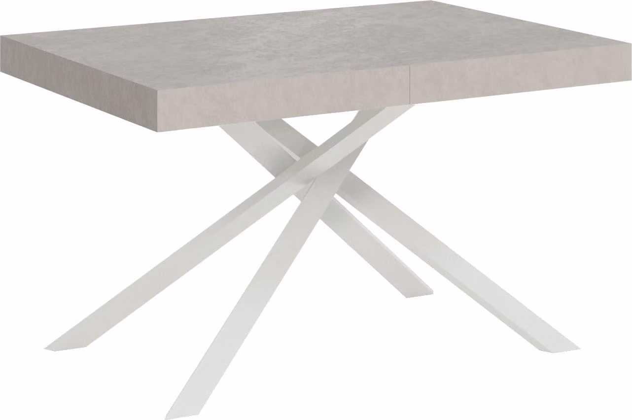 ITYHOME - Tavolo allungabile 140/400x90 cm Karida cashmere gambe bianche