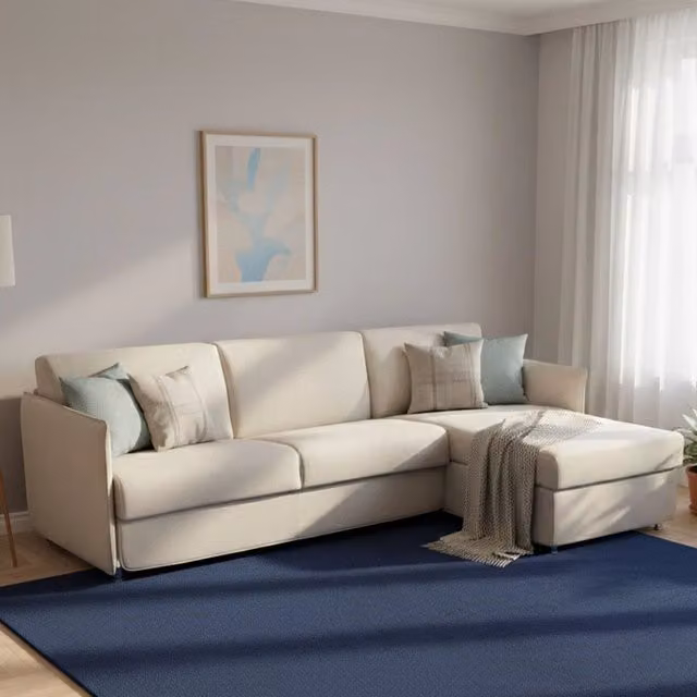 Divano Letto Sumirago DMORA con Penisola Sfoderabile Made in Italy, L/P: 260 x 160 cm, Beige – 1