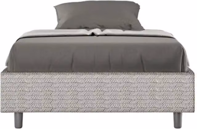 Letto una piazza e mezza con rete imbottito 120x210 tessuto Aragona 1 bianco Azelia