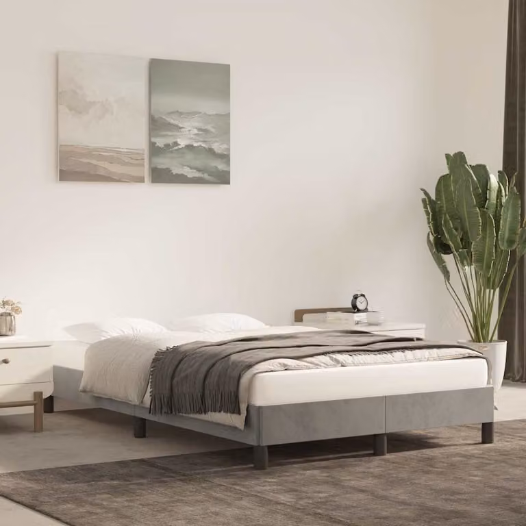 vidaXL Giroletto in Velluto Grigio Chiaro con Struttura in Legno di Pino L/P/H: 120 x 200 x 193 cm