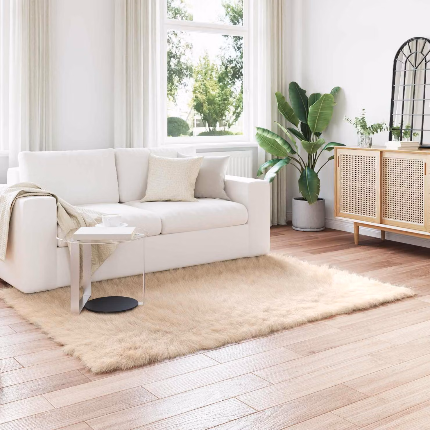 Tappeto moderno vidaXL in poliestere beige, L 120 x P 170 cm