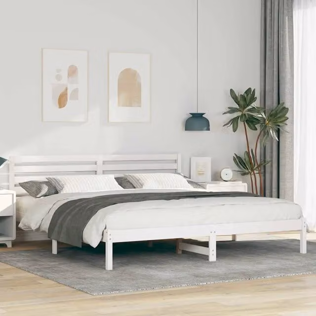 Struttura del letto-Giroletto-Rete del Letto Bianco 180 x 200 cm Pino massello 399870