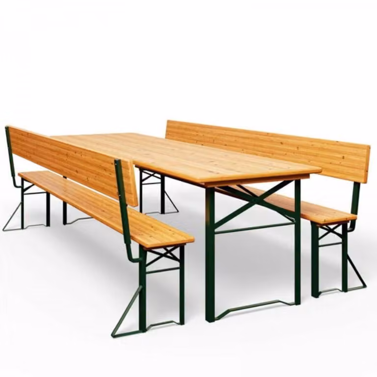 Set da birra PRAKTIK con schienale, 170 cm, marrone