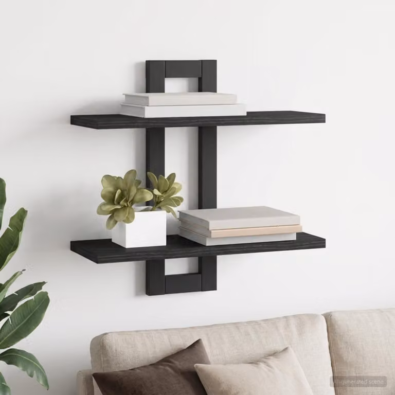 Scaffali flottanti moderni vidaXL in MDF colore nero L 40 cm x P 15 cm x H 40 cm