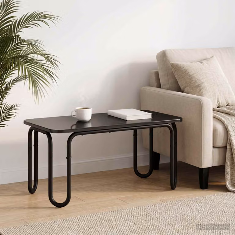 vidaXL Tavolino da salotto moderno nero in legno ingegnerizzato L: 100 cm, P: 50 cm, H: 45 cm