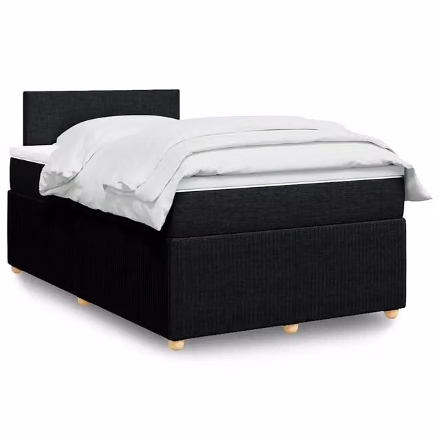 Letto con Giroletto a Molle e Materasso Ibrido vidaXL, Colore Nero e Bianco, L/P: 120 x 190 cm