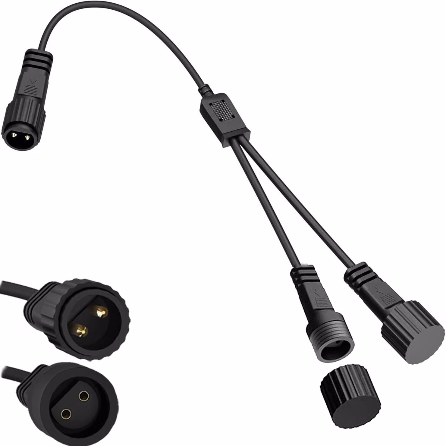 Divisore a 2 poli per luci decorative, grado di protezione IP65 (resistente all'acqua), connettore da 1 a 2