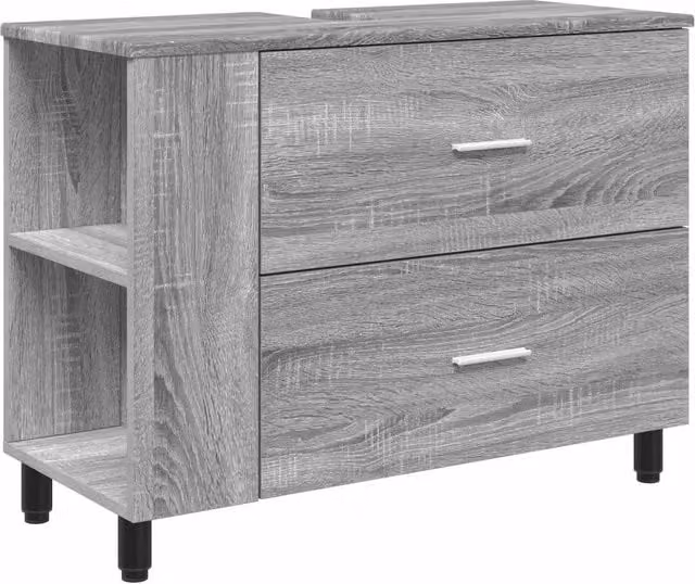 Mobiletto da bagno moderno DESIGN IN grigio con ante e cassetti, L: 80 cm, P: 35 cm, H: 60 cm – 1