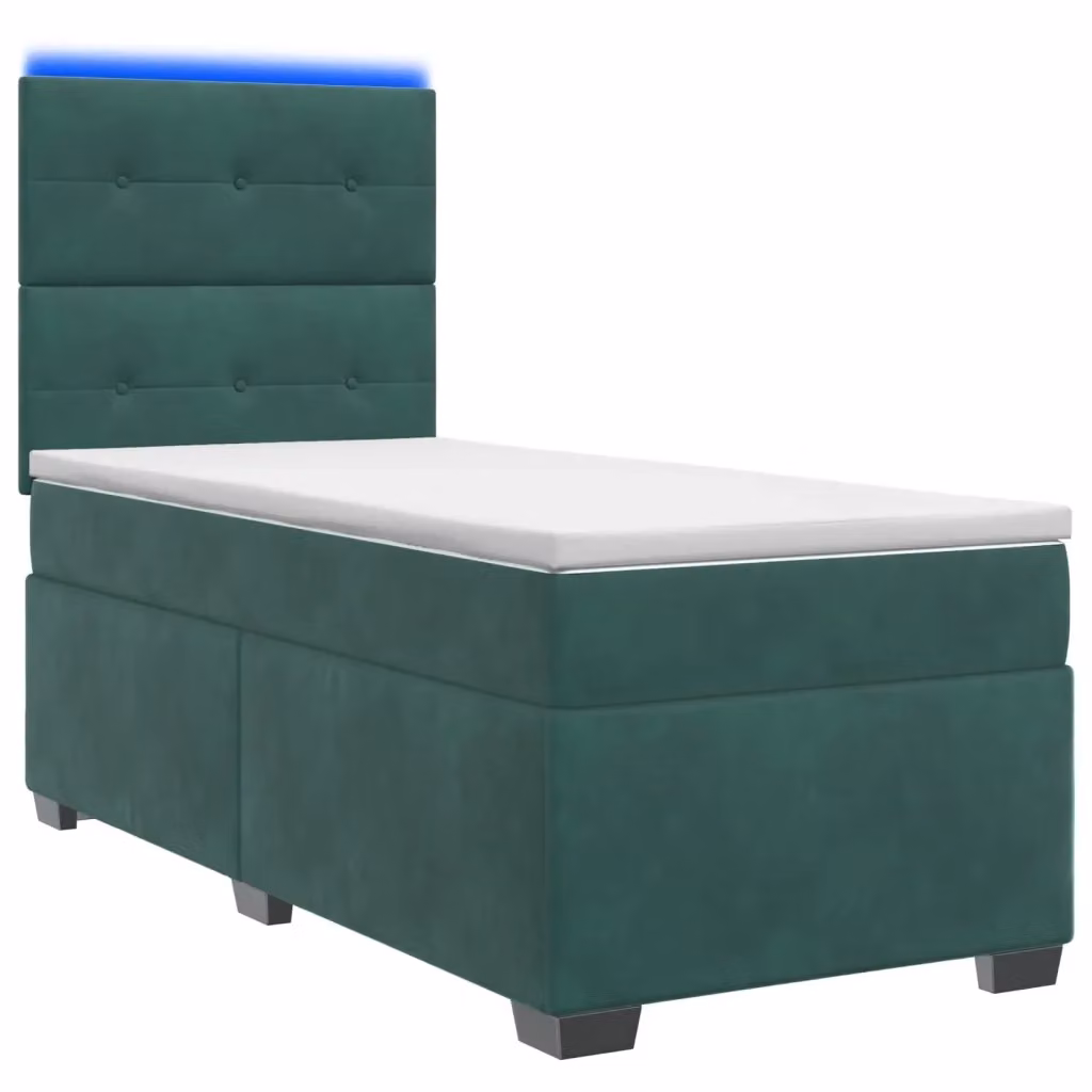 Letto box spring con materasso ibrido vidaXL in velluto verde, con illuminazione sottostante e porta USB, L/P: 90 x 200 cm – 2