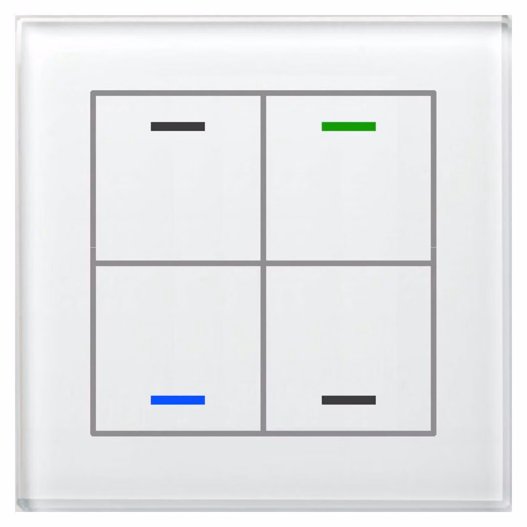 MDT technologies Pulsante in vetro II Luce a 4 vie RGBW, bianco, neutro BE-GTL40W.01