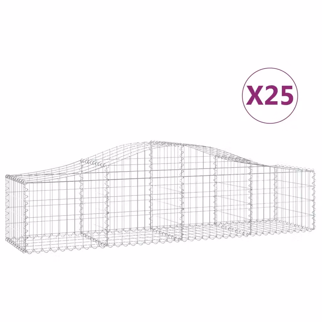 Set di 25 Cesti Gabbioni ad Arco Videx in Acciaio Zincato Argento L: 200 cm, P: 50 cm, H: 40/60 cm – 2