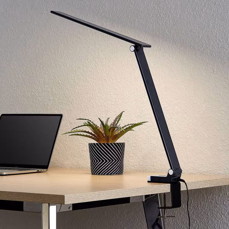 Lampada da scrivania Tamarin PRIOS, dimmerabile, Nero, Studio / Ufficio, Plastica, Moderno, Lampada da tavolo LED