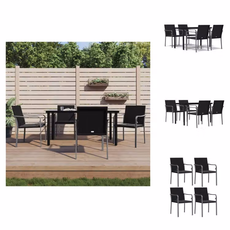 vidaXL Set da pranzo da giardino 5 pezzi con cuscini in polirattan e acciaio - Set di mobili da giardino