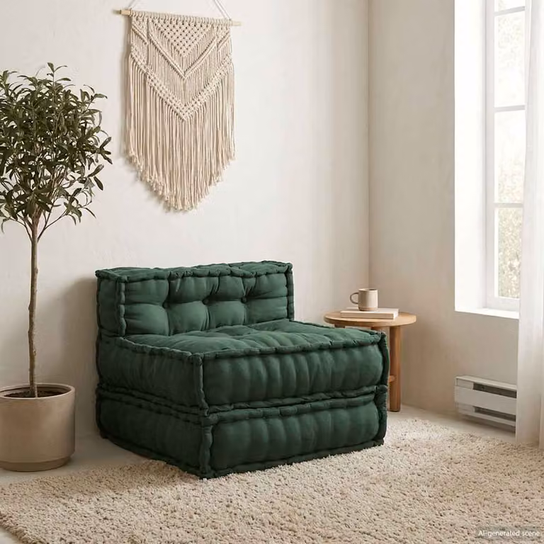 Divano Componibile Moderno vidaXL in Tessuto Verde L: 70 cm, P: 70 cm, H: 54 cm