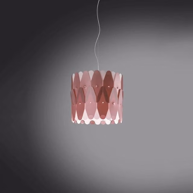 Lampada a sospensione moderna Amanda Polilux Linea Zero in metallo rosa e cromo con attacco E27 – 1