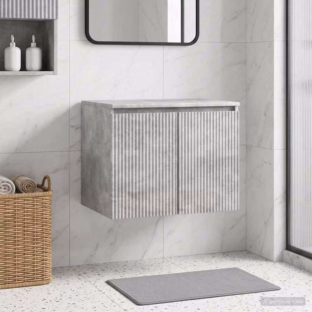 vidaXL Mobiletto da Bagno Moderno a Muro Grigio L: 62,5 cm, P: 44,5 cm, H: 50 cm