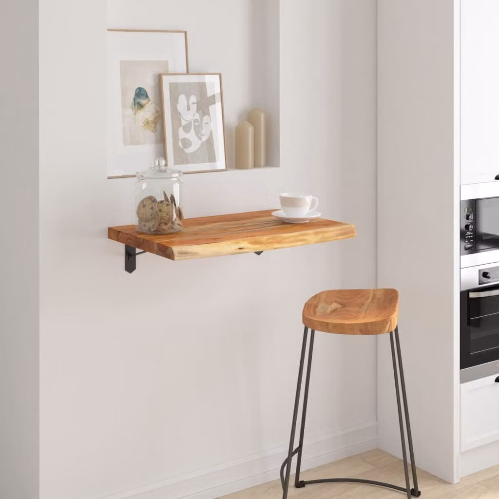 vidaXL Mensola a Muro in Legno di Acacia Marrone con Bordi Vivi L: 70 cm, P: 40 cm, H: 3,8 cm