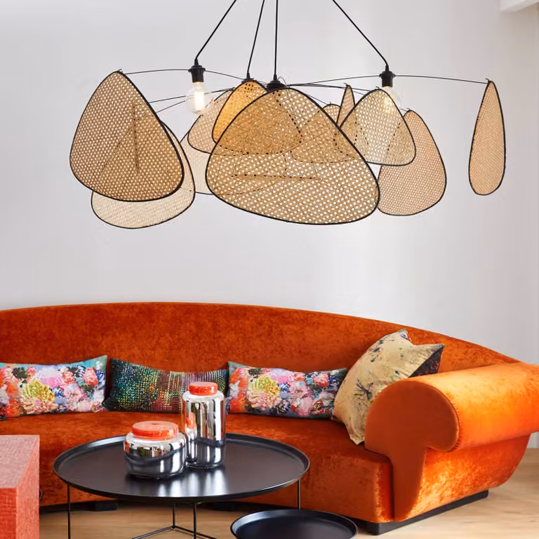 MARKET SET Lampada a sospensione Screen, dimmerabile, Nero, Soggiorno / Sala da pranzo, Legno, Design, Lampada a sospensione
