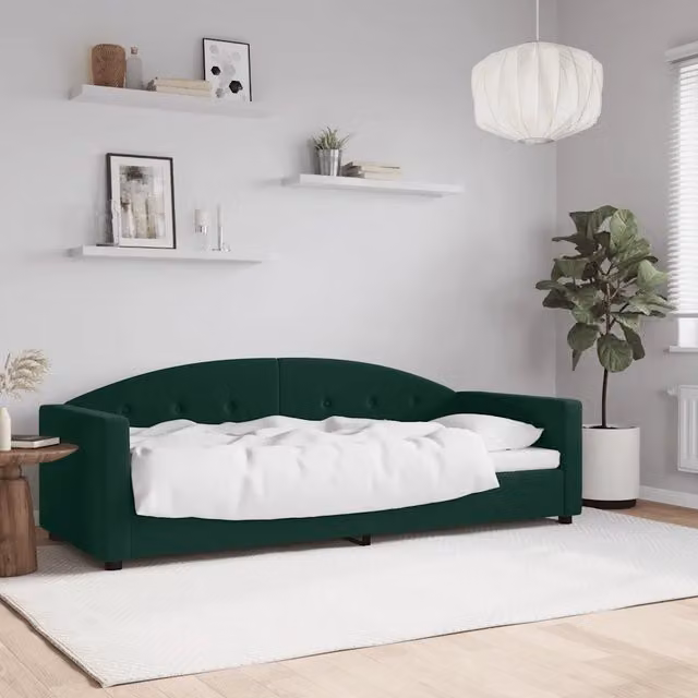 Letto moderno vidaXL in velluto verde per camera da letto o soggiorno L/P/H: 200 x 80 x 90 cm