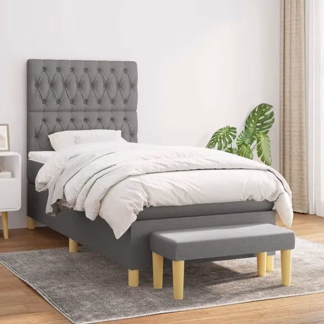 Letto Ibrido Moderno VIDAXL con Materasso a Molle Grigio e Bianco L/P/H: 90 x 200 x 203 cm