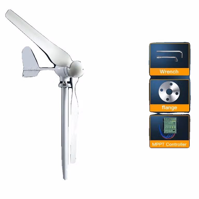 Turbina orizzontale, potenza 10KWh, bassa rumorosità, con regolatore MPPT, 2000W, 12V