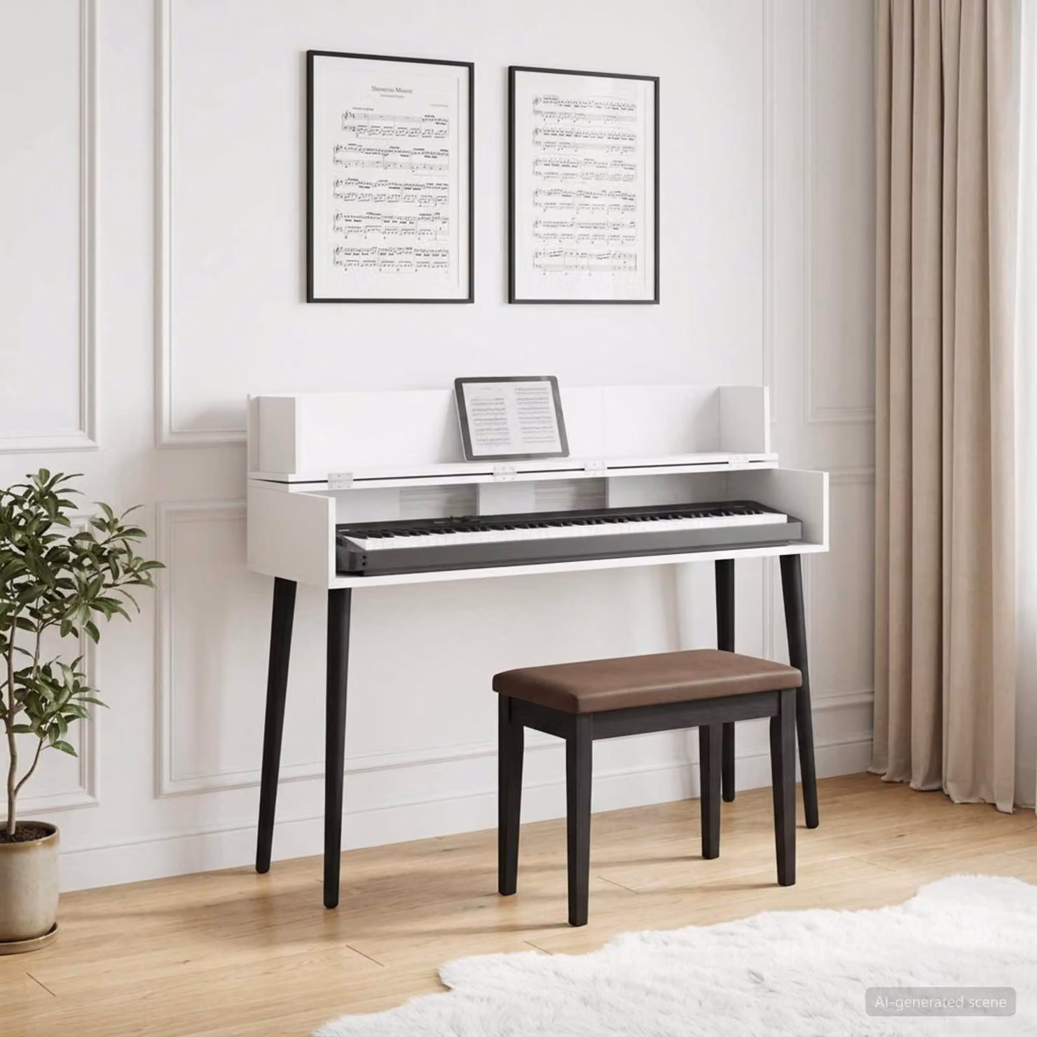 Scrivania da studio moderna vidaXL in legno MDF bianco L 110 x P 40 x H 19,5 cm