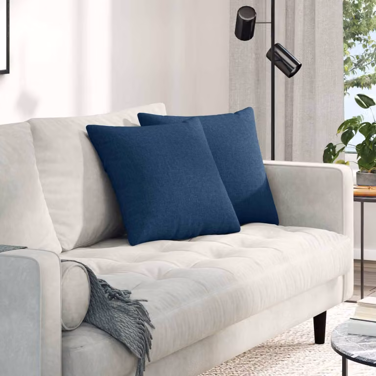 Set di 2 cuscini da divano quadrati vidaXL in tessuto blu con fodera rimovibile lavabile in lavatrice, L 45 cm x P 45 cm x H 45 cm