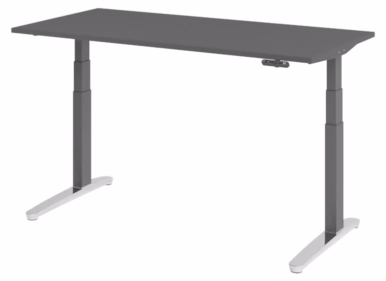 Scrivania elettrica bümö XBHM - Dimensioni: 160 x 80 cm, finitura: grafite, struttura: grafite/alluminio lucido