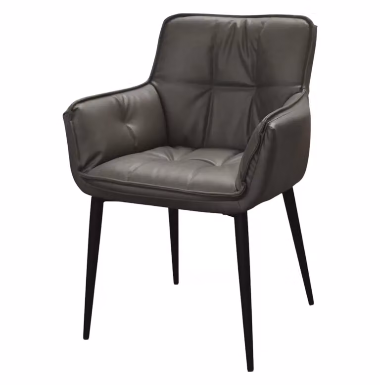 Set di 2 sedie moderne Mobili 2G in ecopelle grigia con struttura in metallo L: 43 cm, P: 49 cm, H: 86 cm