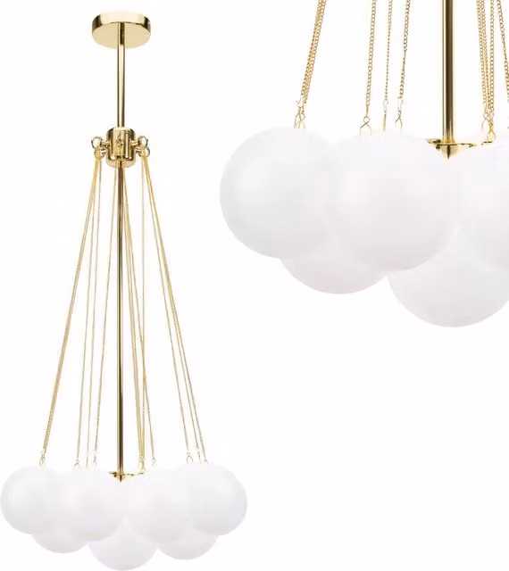 Lampada da tavolo moderna Toolight in metallo e vetro color oro e bianco APP1688-12CP