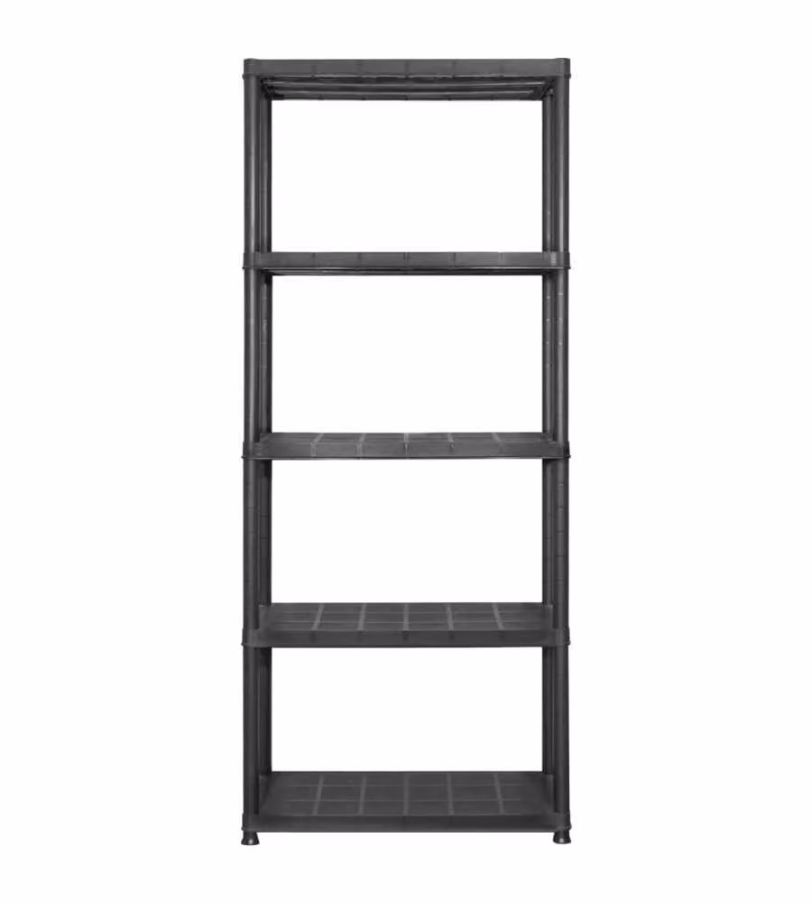 Scaffale a 5 Ripiani Nero 213x38x170 cm in Plastica