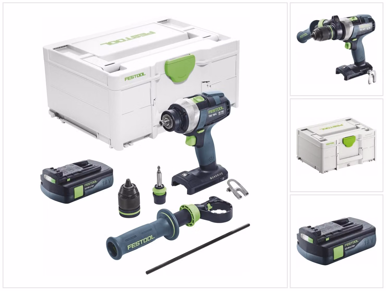 Trapano avvitatore a batteria Festool TDC 18/4 I-Basic 18 V 75 Nm brushless + 1x batteria ricaricabile 3,0 Ah + systainer - senza caricatore