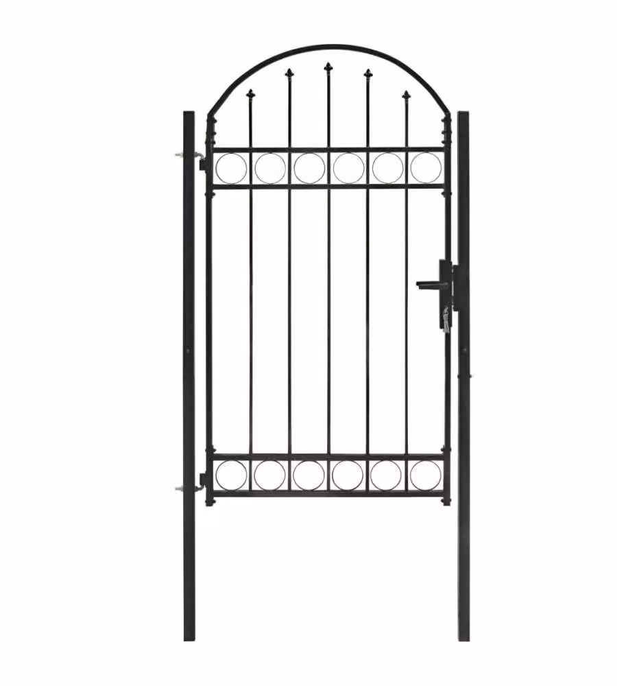 Cancello per Recinzione ad Arco in Acciaio 100x175 cm Nero 143087