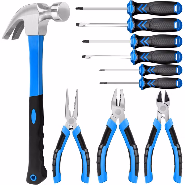 Set di 10 utensili per la casa, completo di cacciaviti e pinze