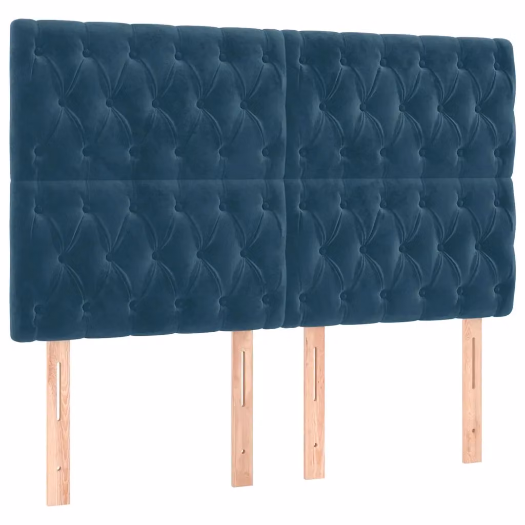 Testiera per letto vidaXL in velluto blu scuro con pannello imbottito, L: 160 cm, P: 7 cm, H: 118-128 cm – 2
