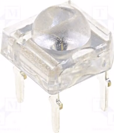 2 LED Super Flux gialli, angolo di emissione 120°, dimensioni 7,62x7,62mm, intensità luminosa 2000÷6000 mcd, corrente 50mA, modello OS5YPMZ2C1P. Diodi LED