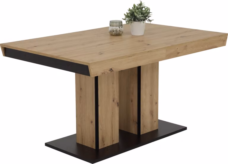 Tavolo a colonna, tavolo da pranzo Agnes decor Artisan rovere sincronizzato allungabile-2 piani incassati-140/220x90cm