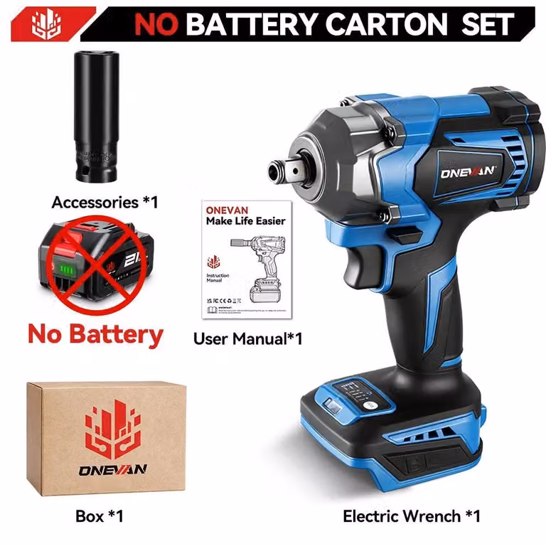 Avvitatore a impatto a batteria - 18 V brushless - 1200 Nm, 6800 giri/min, 7200 colpi/min, attacco quadrato da 1,27 cm, senza batteria - Braun