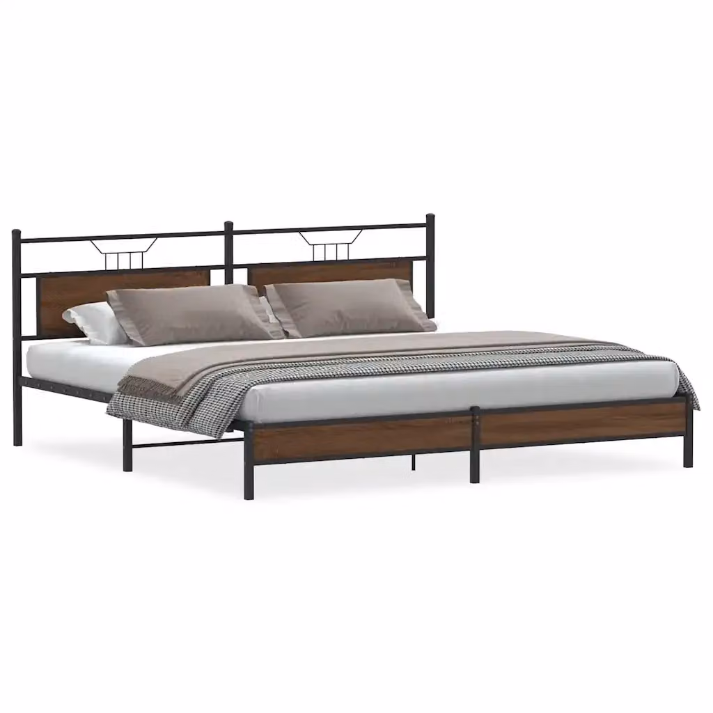 Giroletto vidaXL in metallo e MDF color marrone rovere, L: 193 cm, P: 203 cm – 2
