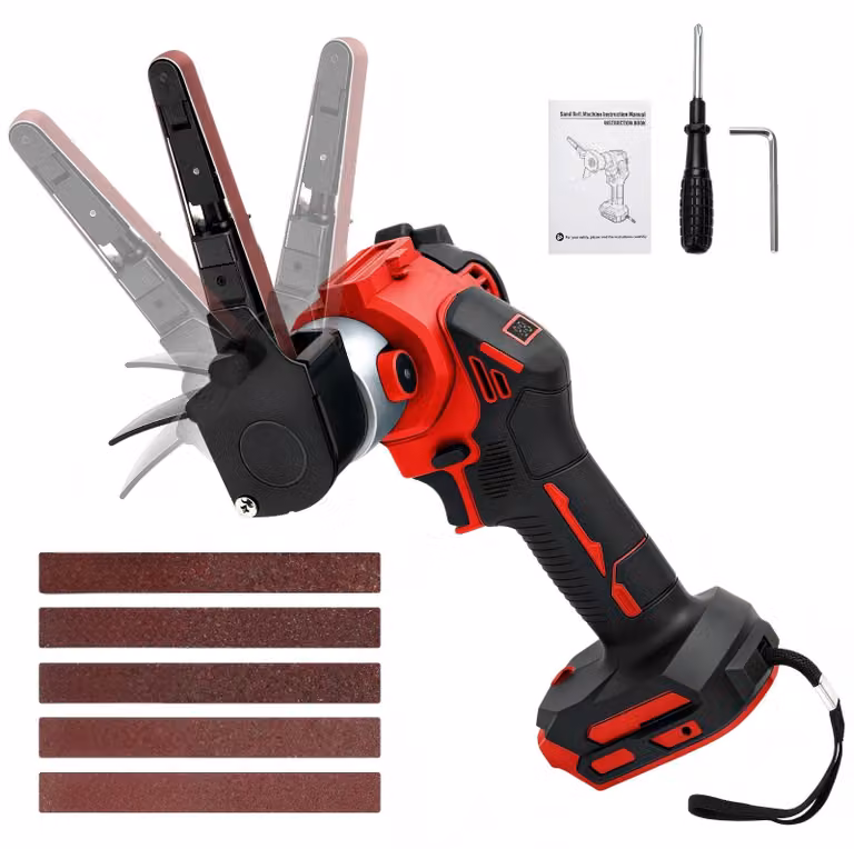 Levigatrice a nastro di precisione, dimensioni 10 x 330 mm, per batterie da 18V, senza batteria inclusa