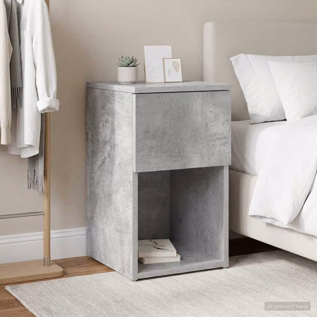 vidaXL Armadietto per letto moderno in MDF Grigio, L/P/H: 29 x 31,5 x 49 cm
