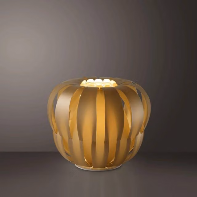 Lampada da Tavolo New Gold IPERBRIKO in Metallo Bianco e Oro, L: 29 cm, P: 23 cm, H: 23 cm