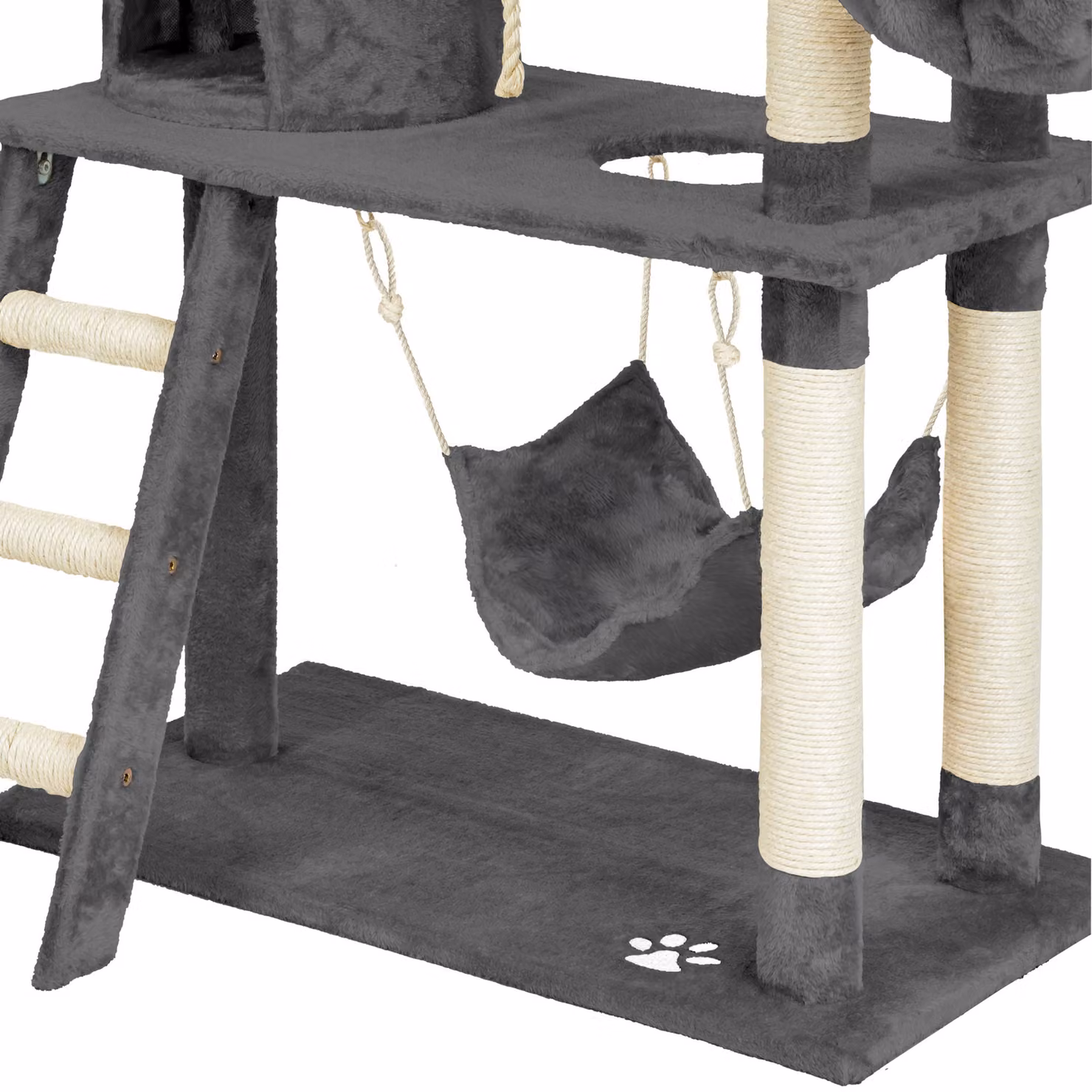 Tiragraffi per gatti TecTake con amaca, cuccia e giochi integrati in sisal, grigio – 1