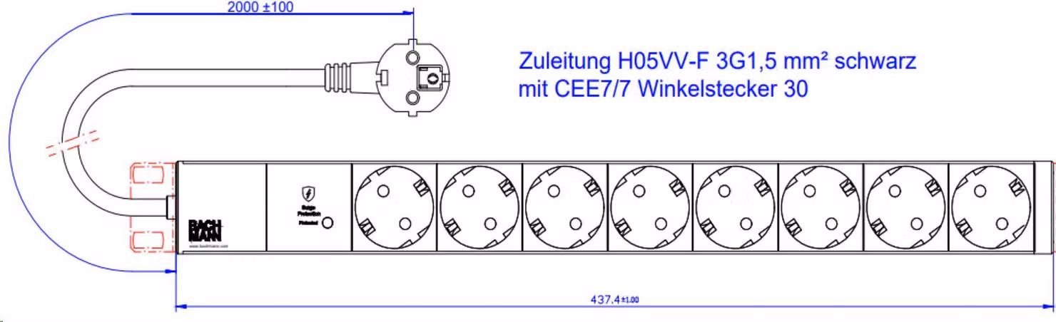 Bachmann Steckdosenleiste 19Z 1HE 8xCEE7/3 800.3936 (800.3936)