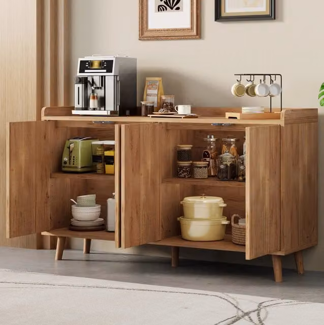Sideboard in MDF con 4 ante e ripiani regolabili, 140x40x84 cm per sala da pranzo e soggiorno